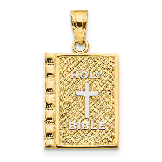 10K Gold and White Rhodium Holy Bible Charm - main view