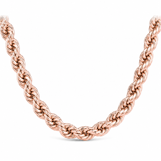 10K rose gold hollow rope chain main image on white background