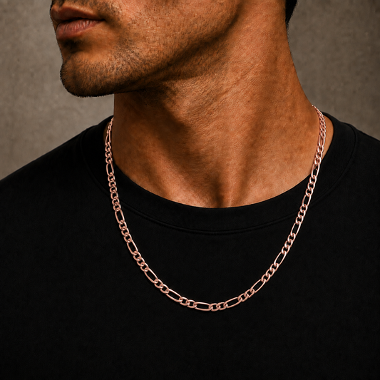 18K Rose Gold Figaro Chain, detail view