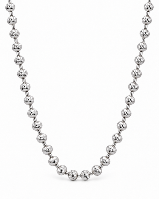 14K White Gold Diamond-Cut Moon Cut Chain