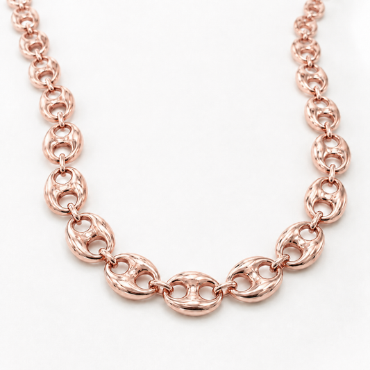 14K Rose Gold Hollow Puff Bracelet