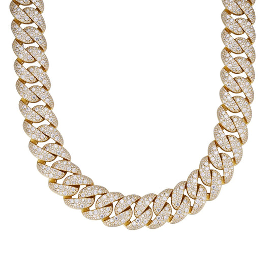 22mm Mosaic Cuban Link Moissanite Chain - front view