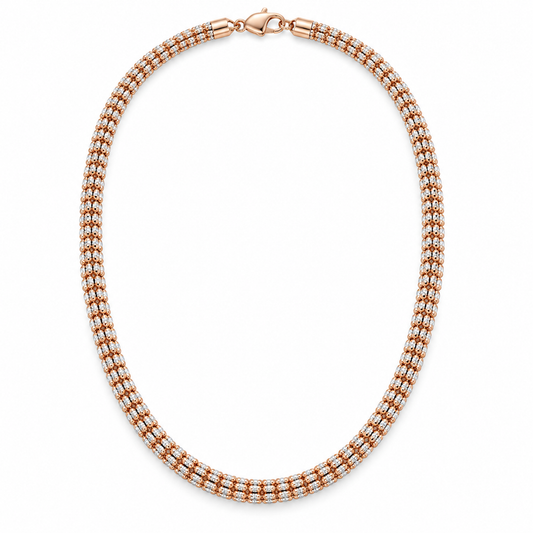 14K rose gold diamond-cut rolo link chain