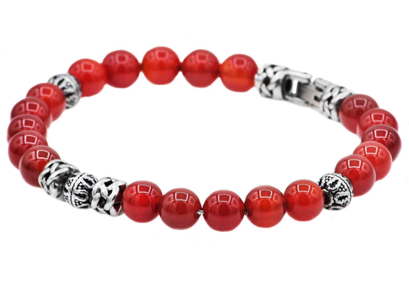 Jasper Stainless Steel Beaded Bracelet