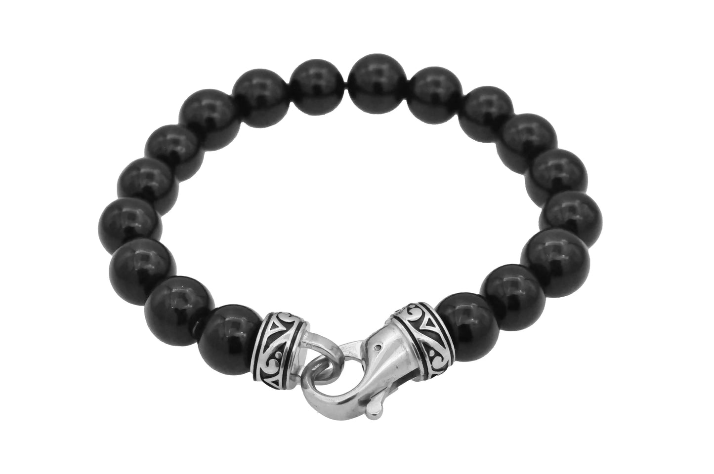 Onyx Stainless Steel Beaded Bracelet