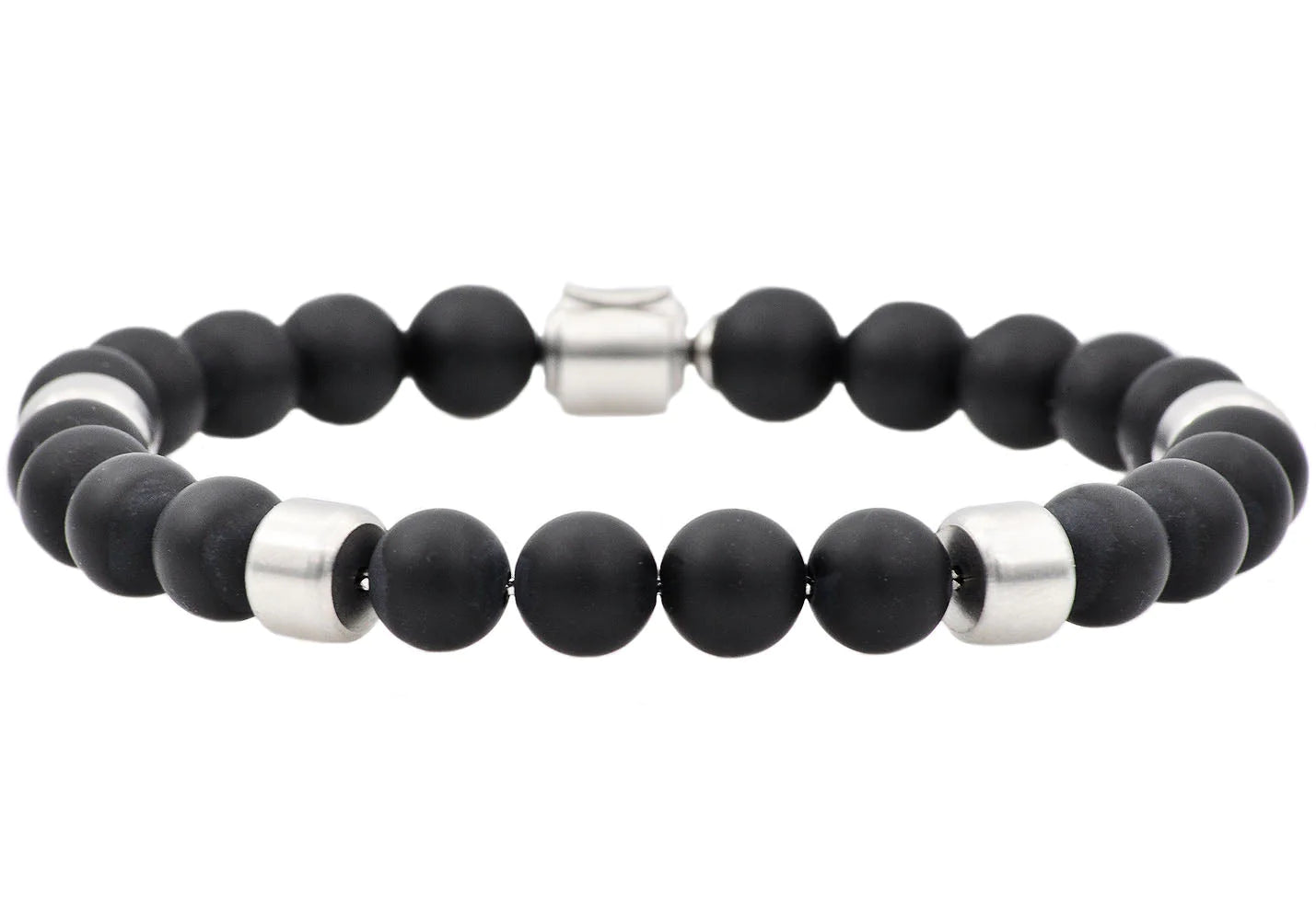 Onyx Stainless Steel Beaded Bracelet