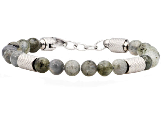 Labradorite Stainless Steel Beaded Bracelet