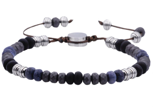 Hematite Stainless Steel Beaded Bracelet