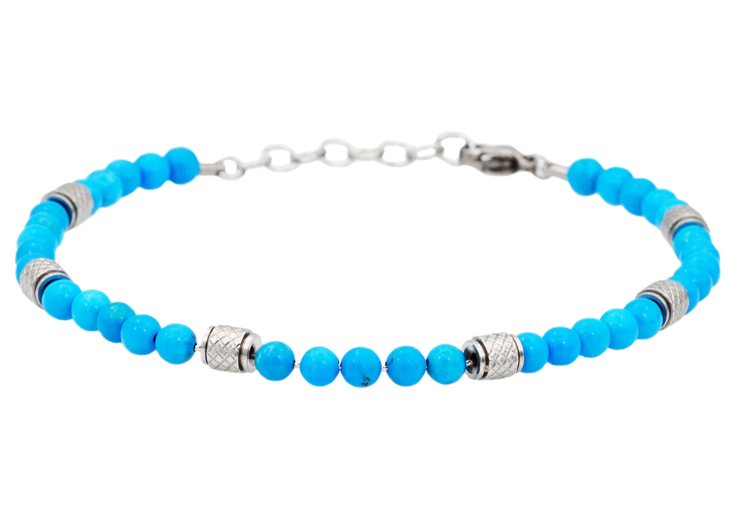 Turquoise Stainless Steel Beaded Bracelet