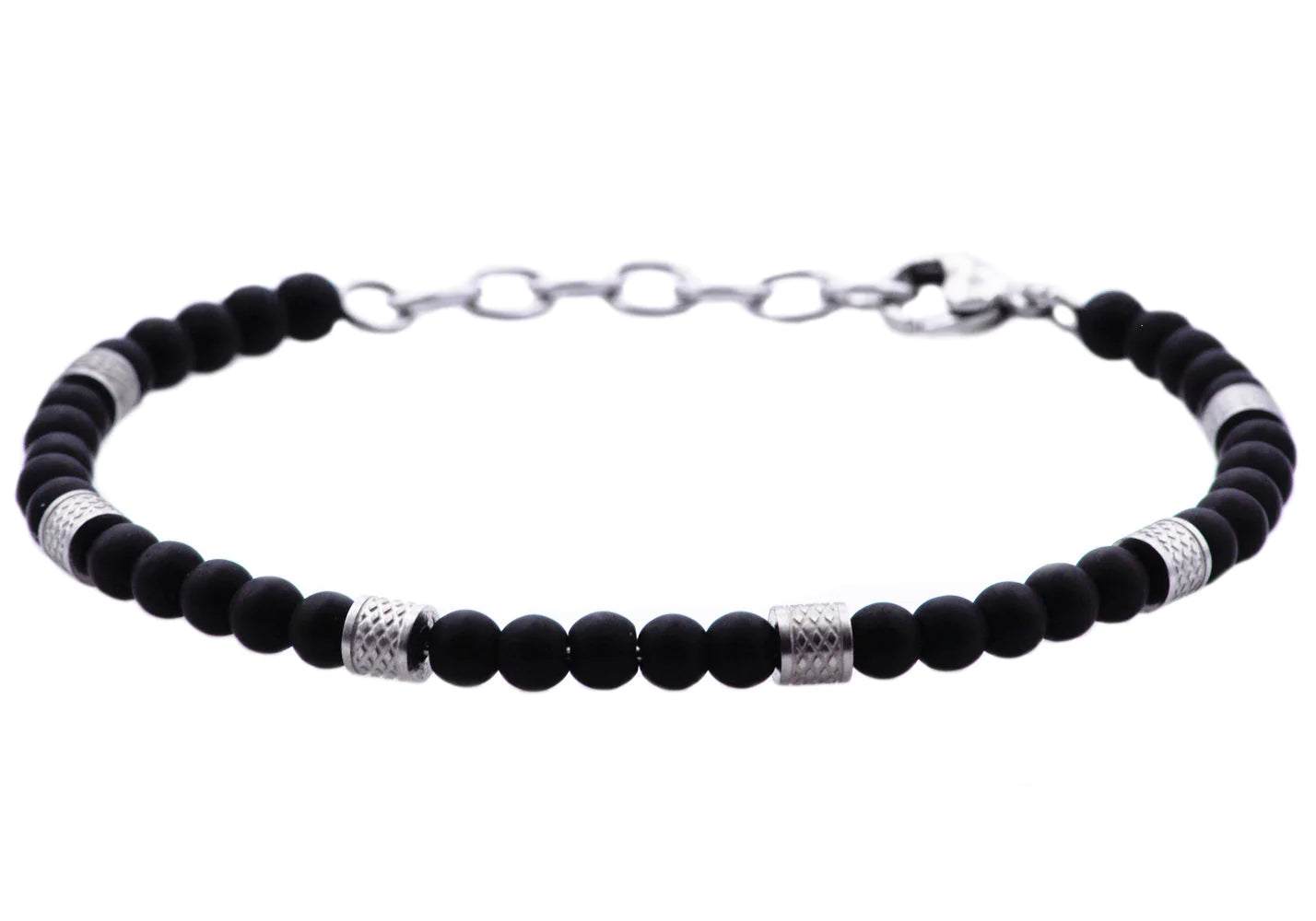 Onyx Stainless Steel Beaded Bracelet