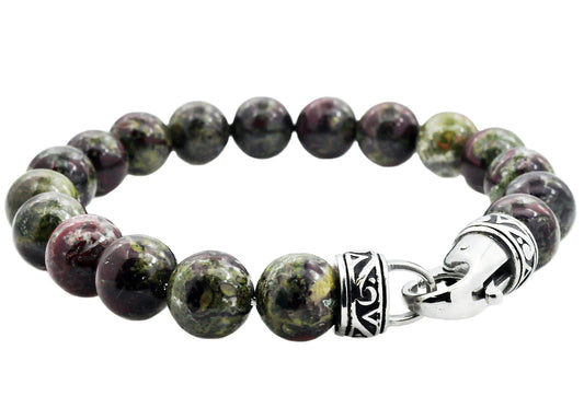 Dragon Stone Stainless Steel Beaded Bracelet