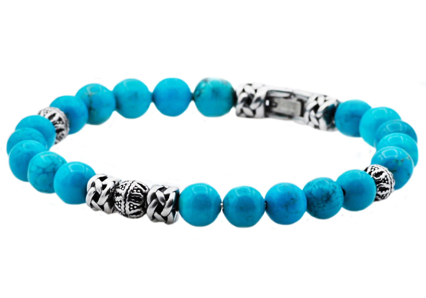 Turquoise Stainless Steel Beaded Bracelet
