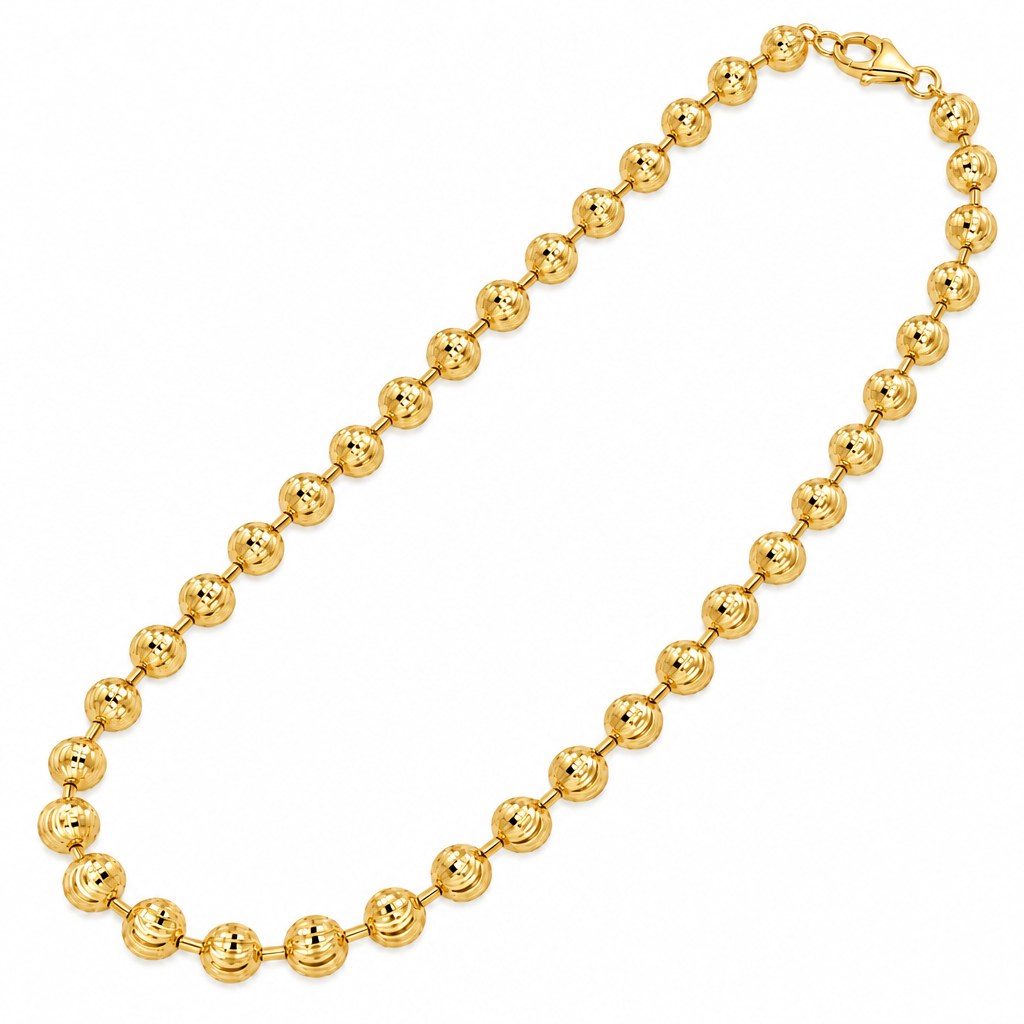 14K Yellow Gold Moon Cut Chain Detail