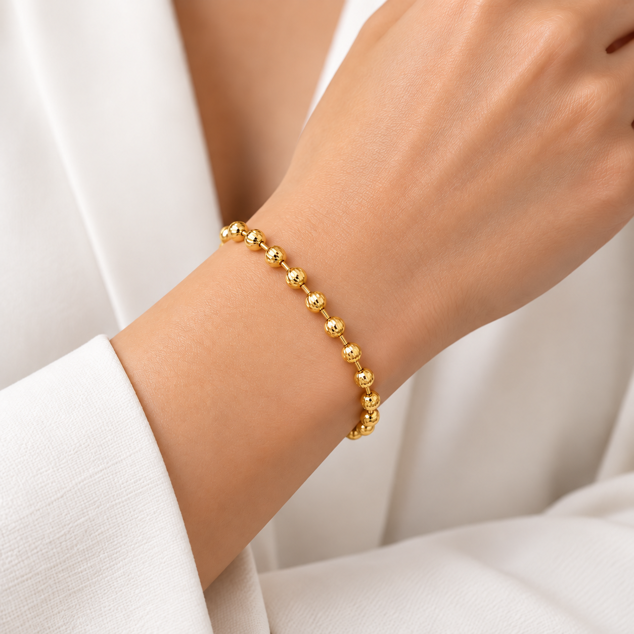 10K Yellow Gold Diamond-Cut Moon Cut Bracelet
