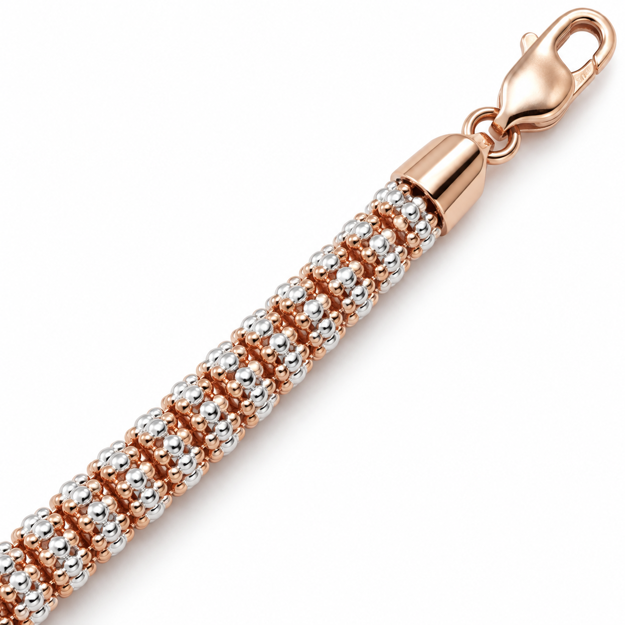 10K rose gold diamond-cut rolo link bracelet, alternate view