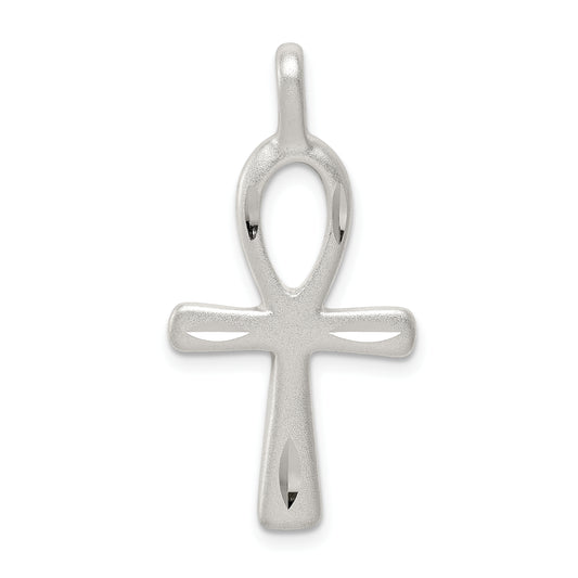 Sterling silver polished ankh cross pendant 34 mm - QC1912