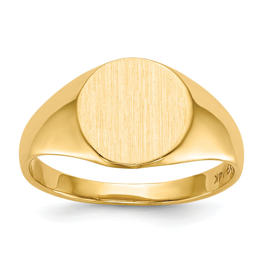 14K Yellow Gold open back round signet ring 9.5 x 10.0 mm RS285