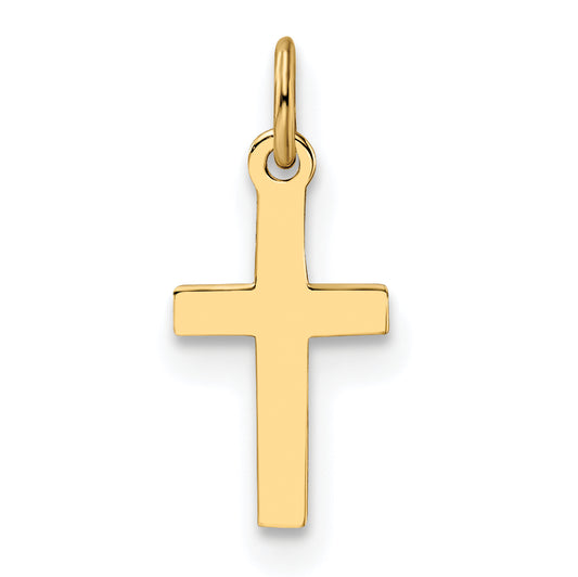 10K yellow gold polished flat cross pendant - 10XR1862