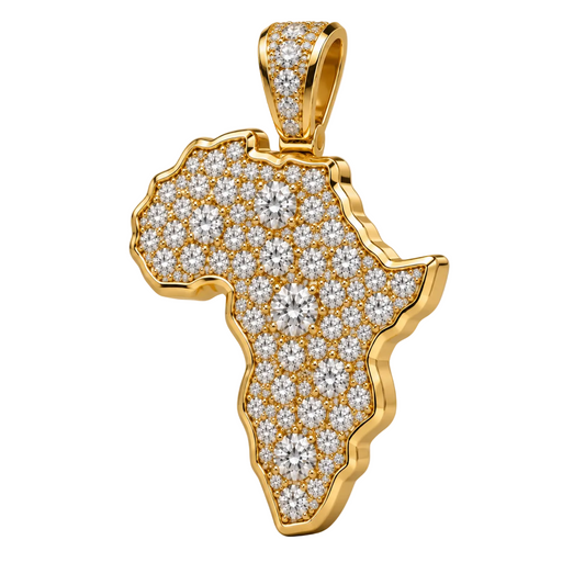 Custom gold and diamond Africa map pendant