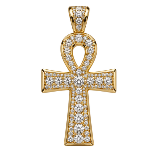 Custom gold and diamond Ankh pendant