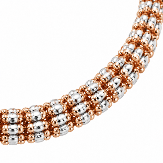 10K rose gold diamond-cut rolo link chain, detail view