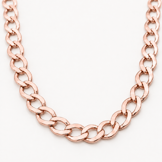 14K Rose Gold Hollow Cuban Curb Link Bracelet