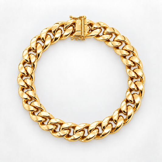 Gold plated 925 sterling silver Miami Cuban link bracelet for men