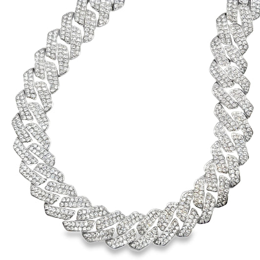 925 Silver Moissanite Cuban Chain