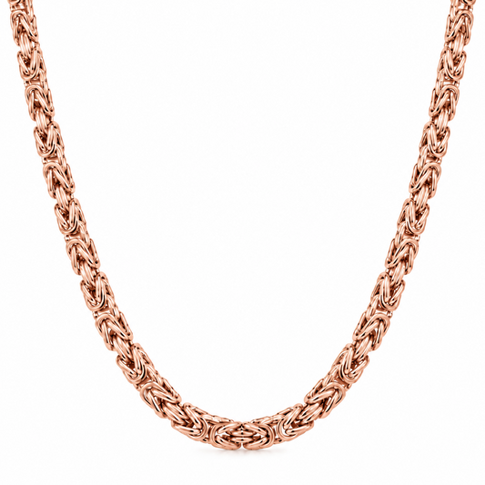 Rose gold Byzantine necklace, close-up of the links