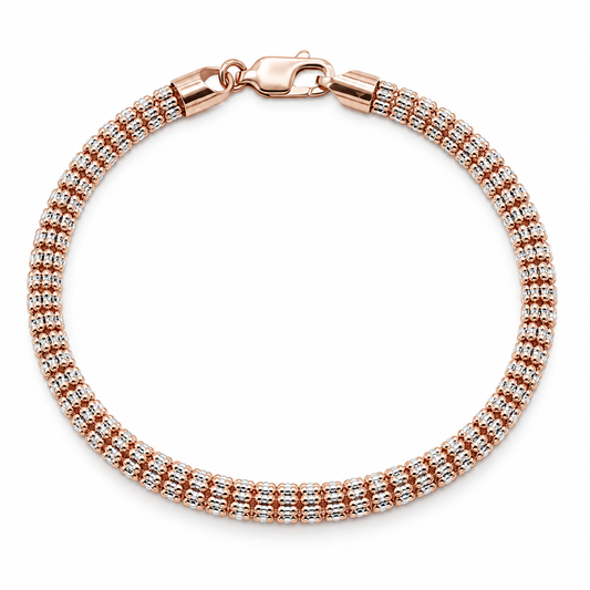 14K rose gold diamond-cut rolo link bracelet
