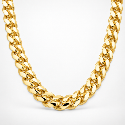 Gold Plated Sterling Silver Miami Cuban Link Chain for Men