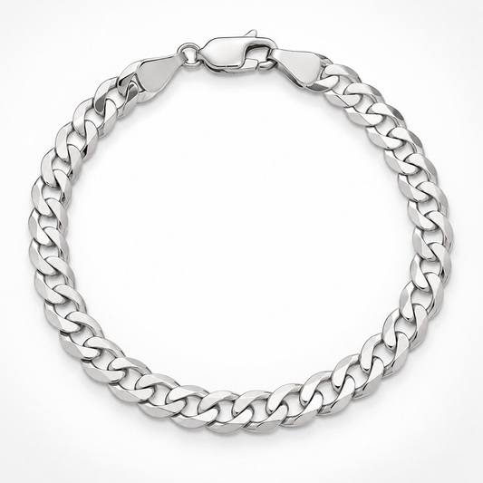 White gold Cuban curb link bracelet