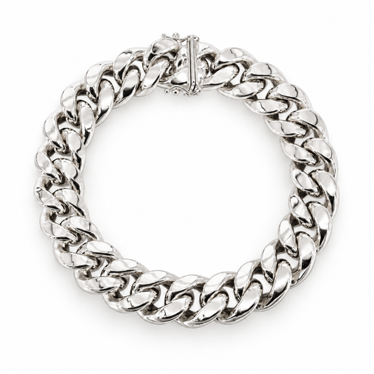White gold Miami Cuban link bracelet, clasp view