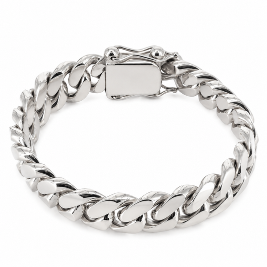 White gold Miami Cuban link bracelet, alternate view