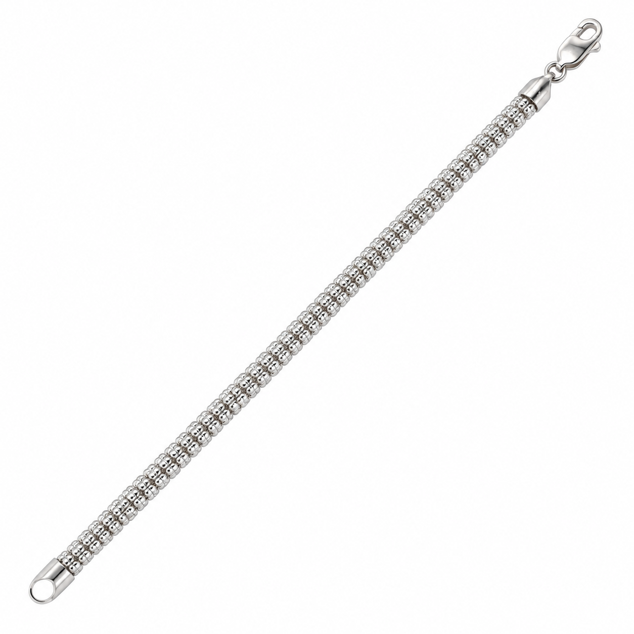 10K white gold diamond-cut rolo link bracelet, link detail