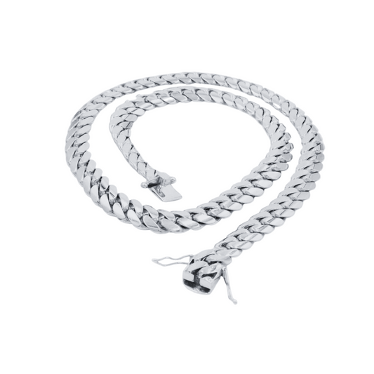 Heavy Solid 10KT White Gold Miami Cuban Link Chain Customizable (6MM-13.5MM)