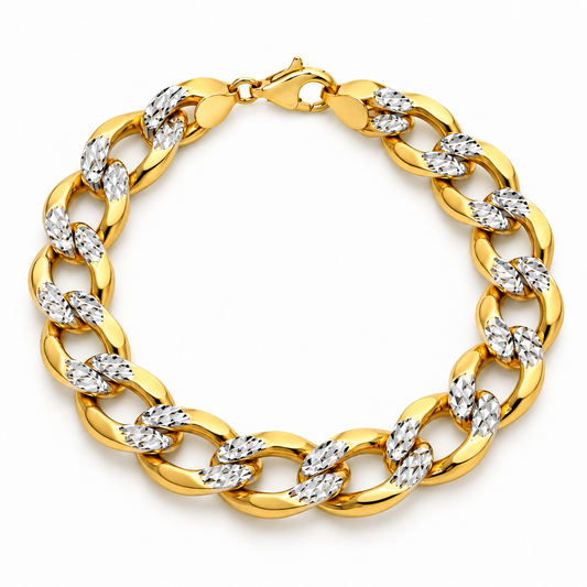 10K Gold Hollow Diamond-Cut Cuban Curb Link Bracelet