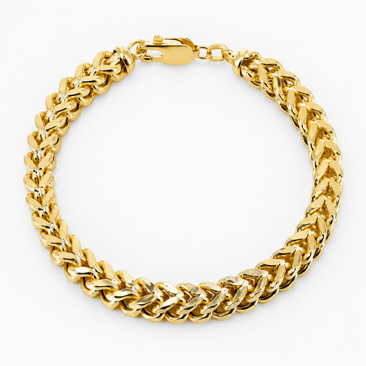 Yellow gold Franco bracelet, detail view