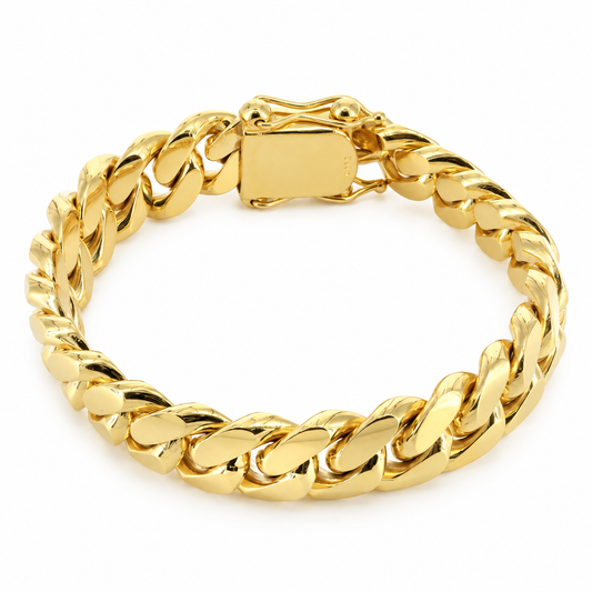 Yellow gold Miami Cuban link bracelet, clasp view