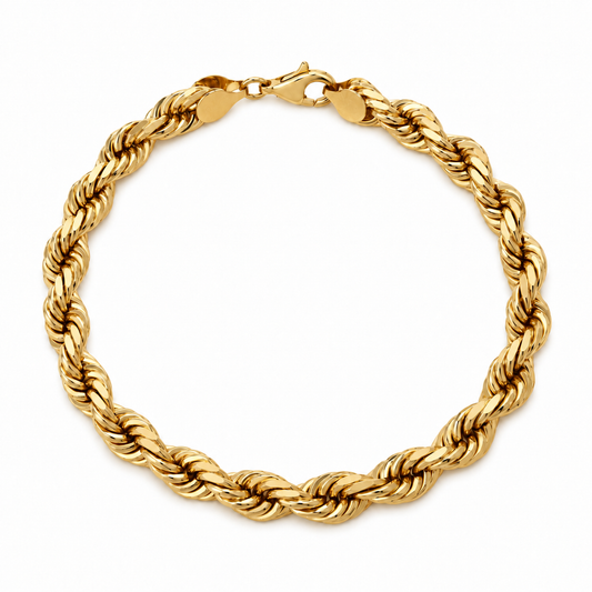 18K Gold Solid Rope Bracelet