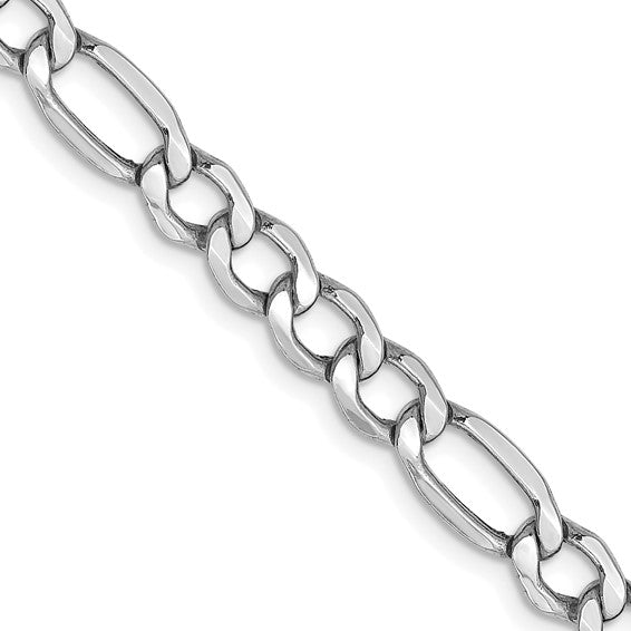 Gold Chain - Mens Hollow Figaro Chain 10K White Gold
