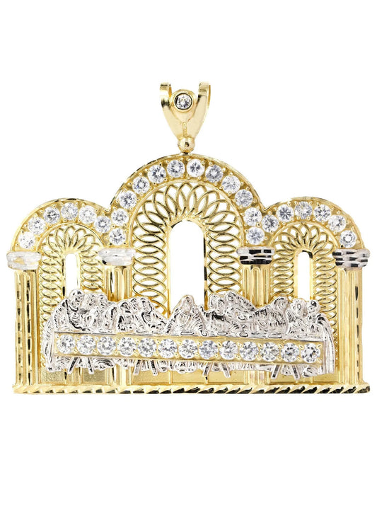 Big Last Supper & Cz 10K Yellow Gold Pendant. | 53.9 Grams