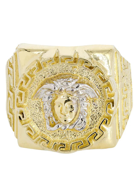 10K Yellow Gold Versace Style Mens Ring. | 6.5 Grams