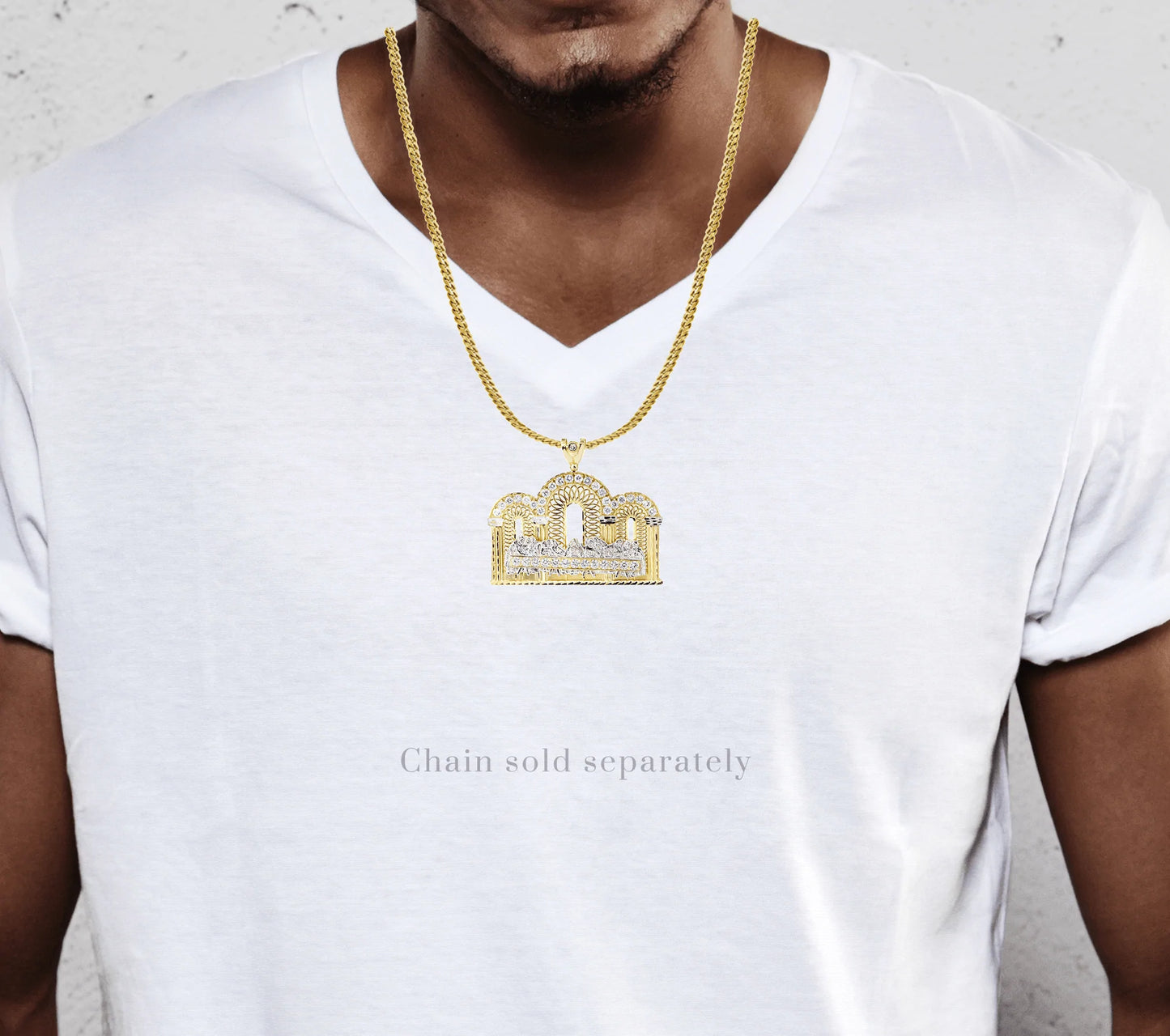 Big Last Supper & Cz 10K Yellow Gold Pendant. | 53.9 Grams