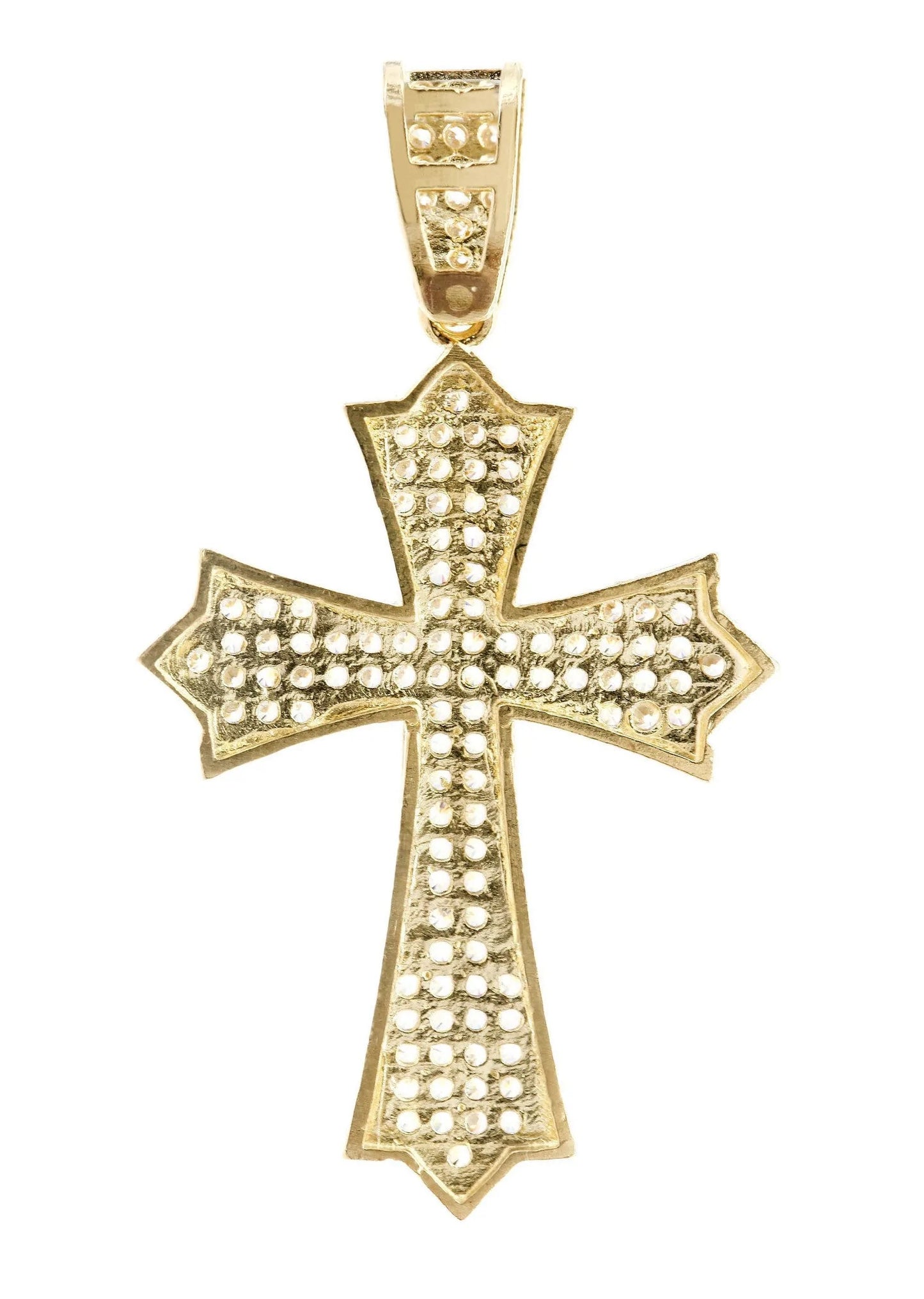 Medium Cross & Cz 10K Yellow Gold Pendant. | 3.9 Grams