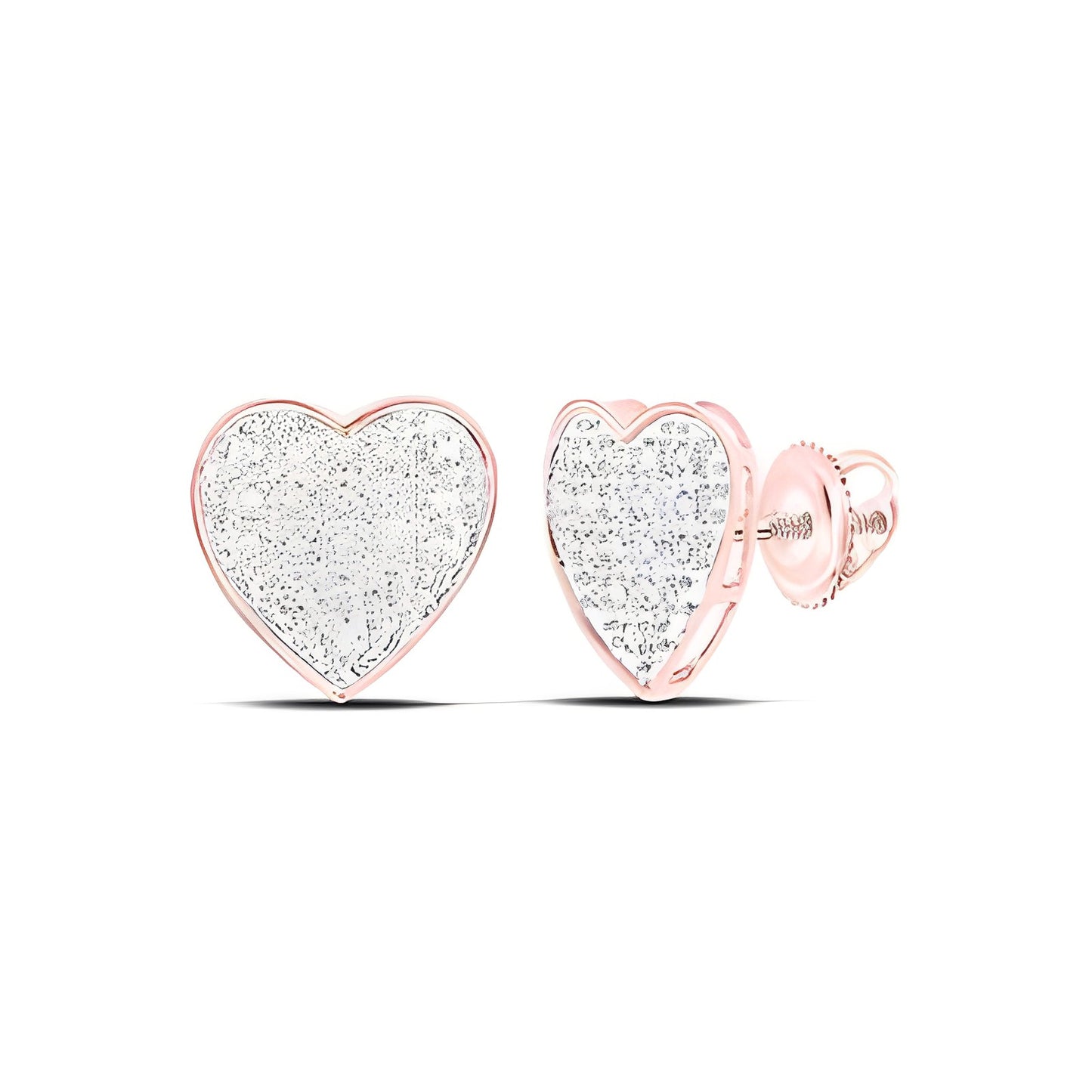 10K YELLOW GOLD ROUND DIAMOND HEART EARRINGS 1/10 CTTW