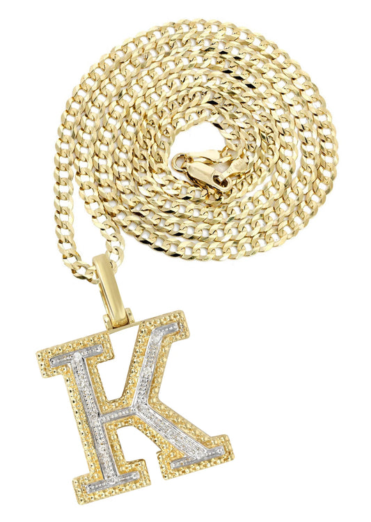 10k Yellow Gold Diamond Pendant Letter "K"