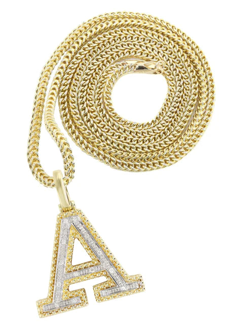 10k Yellow Gold Dimond Pendant Letter "A"