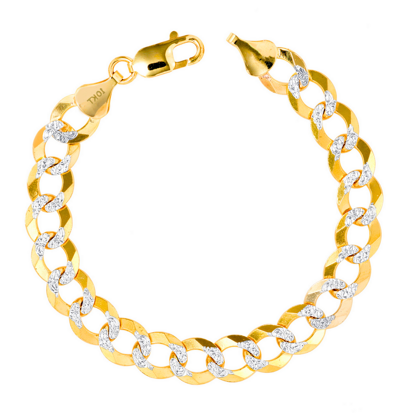 Curb Link Bracelet Hollow Diamond Cut - 10K Gold