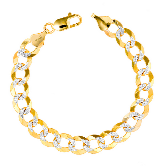 Curb Link Bracelet Hollow Diamond Cut - 10K Gold